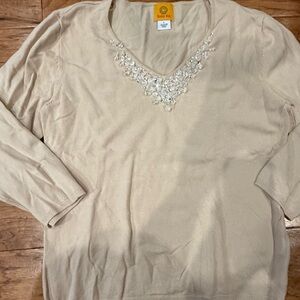 Ruby Rd. Beige Sweater with Embellishments